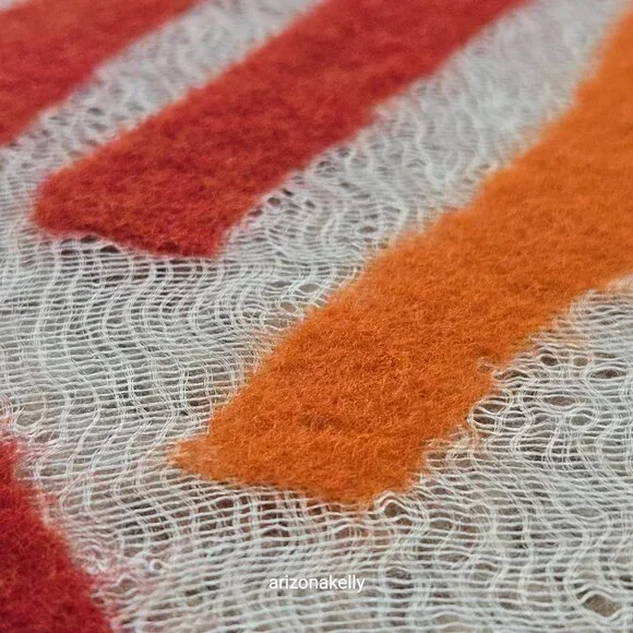 NWOT Zoe Woven Scarf with Vibrant Wool Stripes Red & Orange - Picture 8 of 16